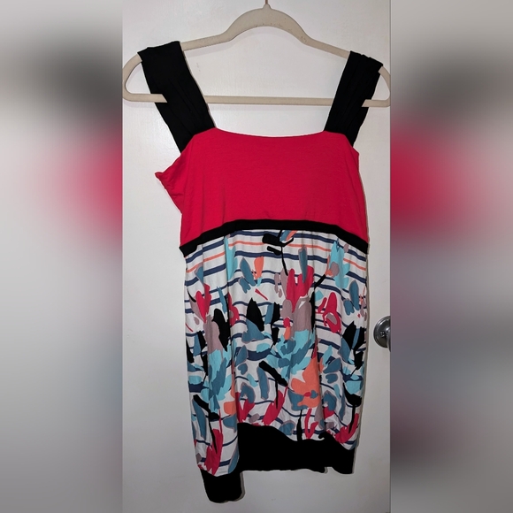 9fashion Colorful Sleeveless Maternity Tunic/Dress with Black Straps Small NWT - Picture 6 of 6